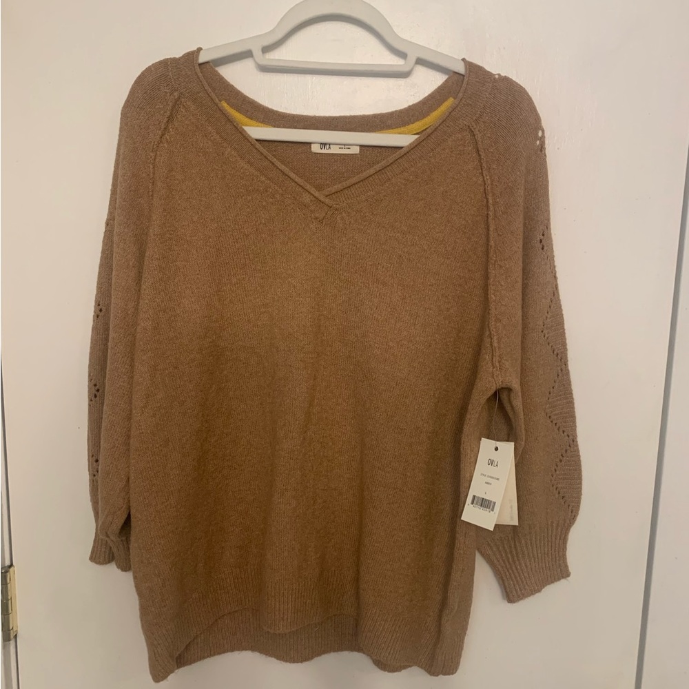 NEW OVLA by Olive & Vine Women’s 3/4 Length Sweater Color Amber